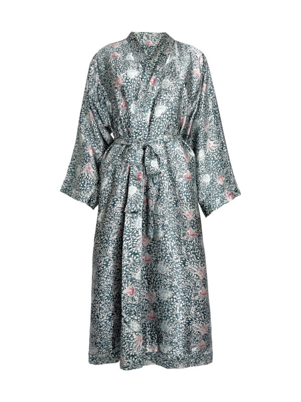 Silk Robe - Aquagrön Morgonrock i Siden - Ketut Riyanti - Fair Fashion från Bali - Mitzie Mee Shop