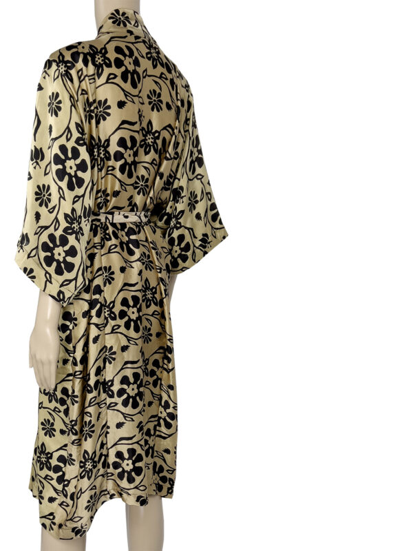 Silk Robe - Svart & Golden Beige Morgonrock i Siden - Ketut Riyanti - Fair Fashion från Bali - Mitzie Mee Shop