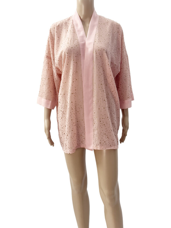 Chiffon Short Robe - Stars on Pink - (h)-A.N.D. - Mitzie Mee Shop EU