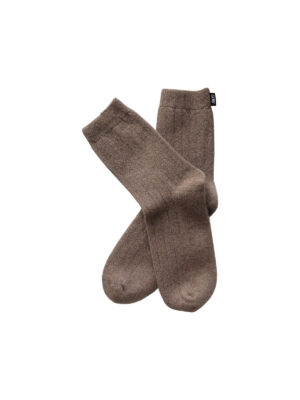 Cashmere Socks Unisex - Taupe Rib Knit - Gobi - Mitzie Mee Shop