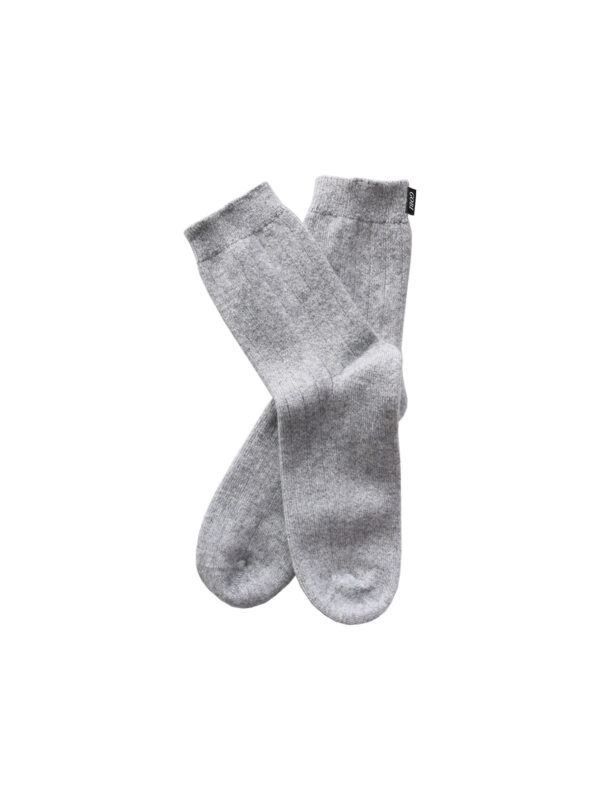 Cashmere Socks Unisex - Light Gray Rib Knit - Gobi - Mitzie Mee Shop